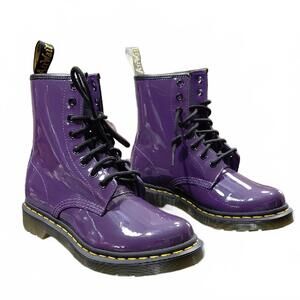 "Dr. Martens" Women's 1460, Sz 7, Shiny Purple Colorway Combat Boots. Used/Worn
